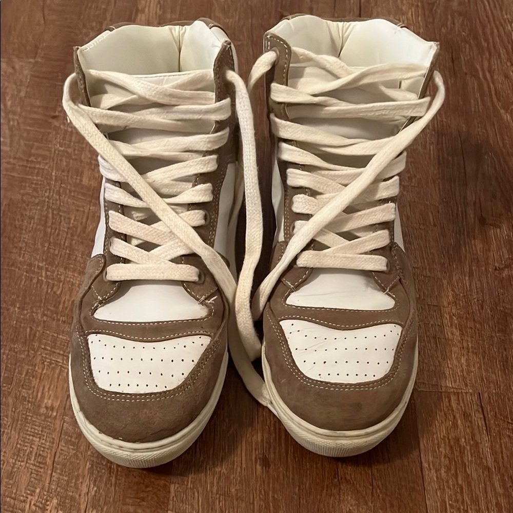Matisse White and Brown High-Top Sneakers